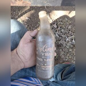 Vintage Clear Glass Bottle - Brown-Tinted Cleaning Solvent Bottle